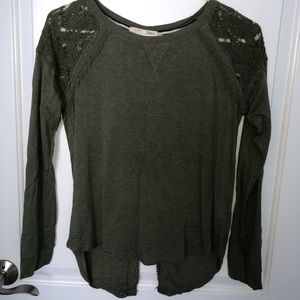 Rewind Olive Green Shirt with Lace Details Medium